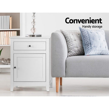 Artiss Bedside Tables Side Table Drawers Nightstand White 3