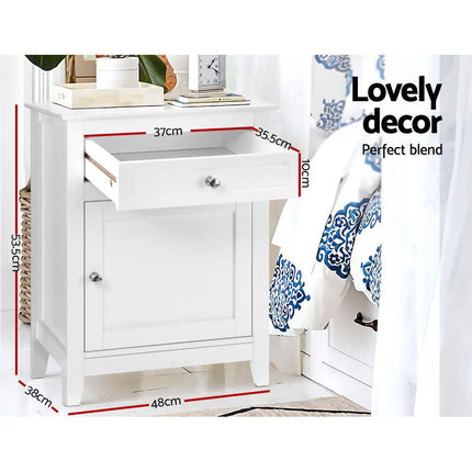 Artiss Bedside Tables Side Table Drawers Nightstand White 4