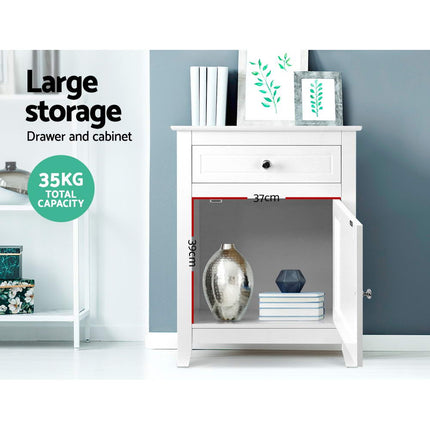 Artiss Bedside Tables Side Table Drawers Nightstand White 5