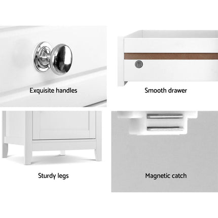 Artiss Bedside Tables Side Table Drawers Nightstand White 6
