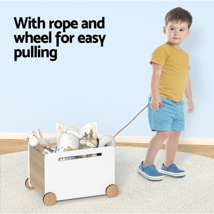 Keezi Kids Toy Box Container Children Chest Storage Clothes Organiser Wheels 6