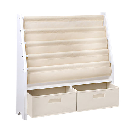 Keezi 4 Tiers Kids Bookshelf Magazine Rack Children Bookcase Organiser Drawer 3