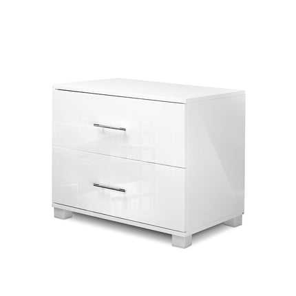 Artiss Bedside Table 2 Drawers High Gloss - White 8