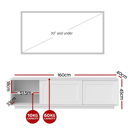 Artiss TV Unit Entertainment Unit Storage Cabinet 160cm White 4