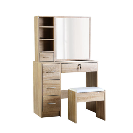 Artiss Dressing Table Stool Set Sliding Mirror Oak Diane 3