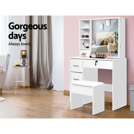 Artiss Dressing Table Stool Set Sliding Mirror White Diane 6