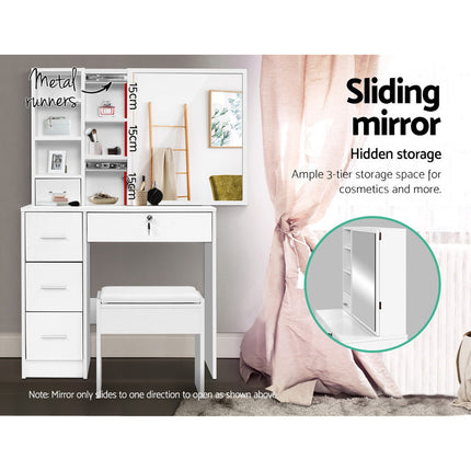 Artiss Dressing Table Stool Set Sliding Mirror White Diane 7