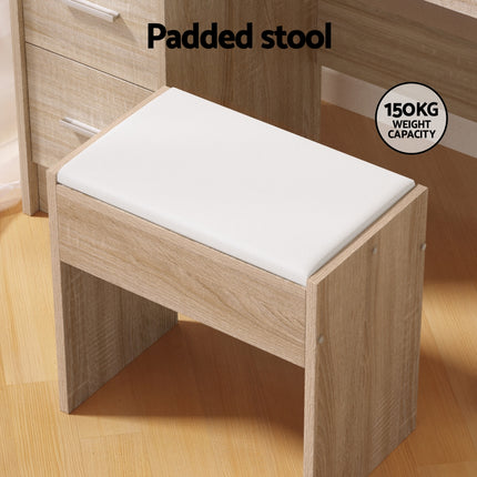Artiss Dressing Table Set Stool 10 Led Bulbs Wood 6