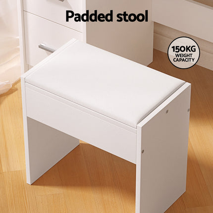 Artiss Dressing Table Set Stool 10 Led Bulbs White Dylan 8