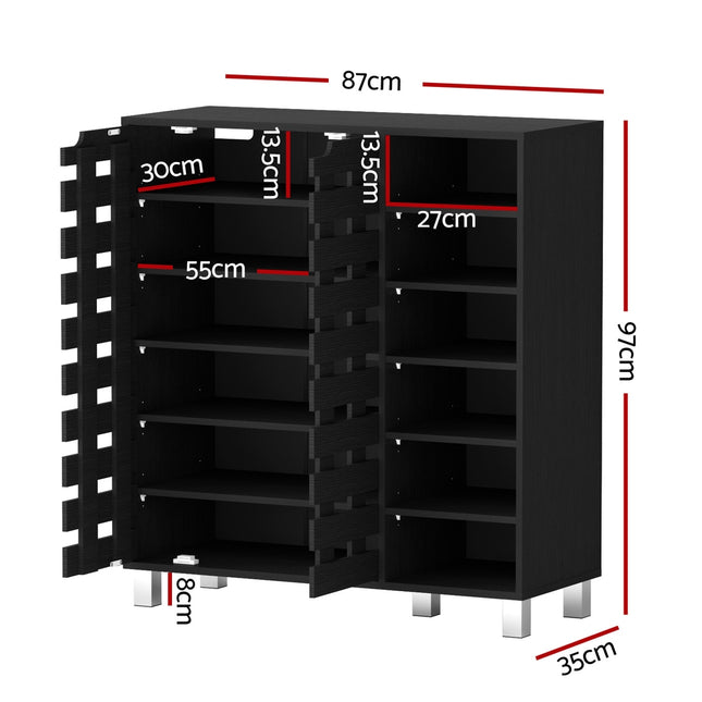 Artiss Shoe Rack Cabinet 6 Tier Storage Shelf Black 2