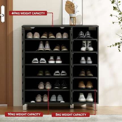 Artiss Shoe Rack Cabinet 6 Tier Storage Shelf Black 6
