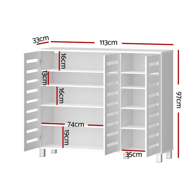 Artiss Shoe Rack Cabinet 30 Pairs Adjustable Shelf White 2