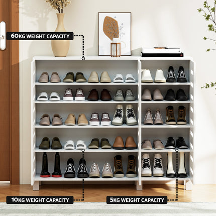 Artiss Shoe Rack Cabinet 30 Pairs Adjustable Shelf White 6