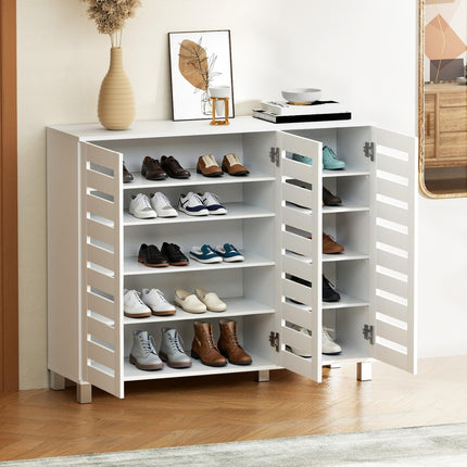 Artiss Shoe Rack Cabinet 30 Pairs Adjustable Shelf White 7