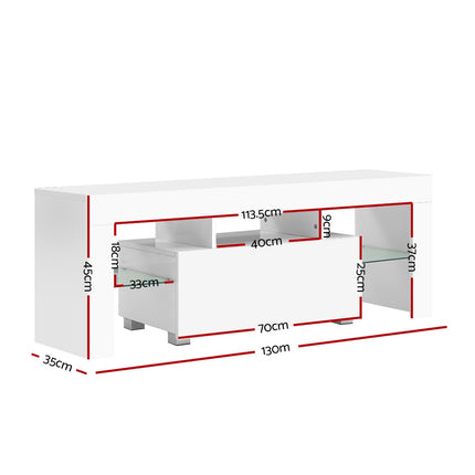 Artiss Entertainment Unit TV Cabinet LED 130cm White Elo 4