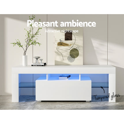 Artiss Entertainment Unit TV Cabinet LED 130cm White Elo 5