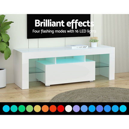 Artiss Entertainment Unit TV Cabinet LED 130cm White Elo 6