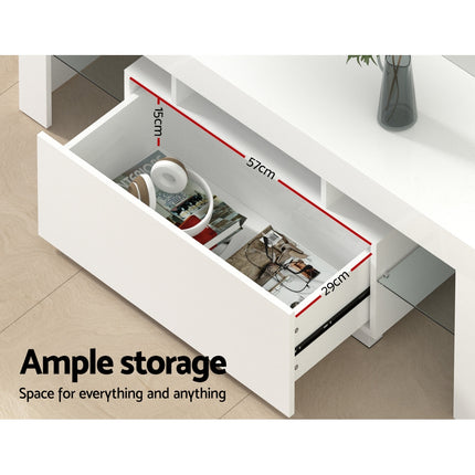 Artiss Entertainment Unit TV Cabinet LED 130cm White Elo 7