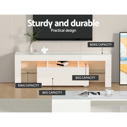Artiss Entertainment Unit TV Cabinet LED 130cm White Elo 8