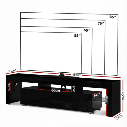 Artiss Entertainment Unit TV Cabinet LED 189cm Black Elo 4