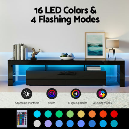 Artiss Entertainment Unit TV Cabinet LED 189cm Black Elo 5