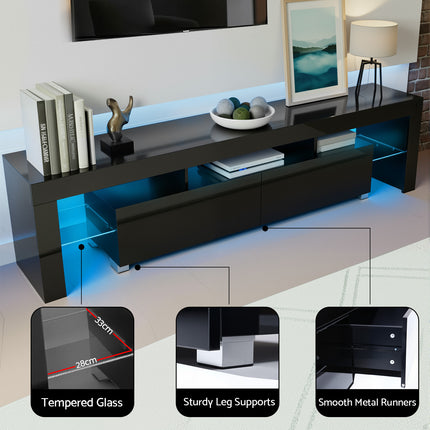 Artiss Entertainment Unit TV Cabinet LED 189cm Black Elo 7