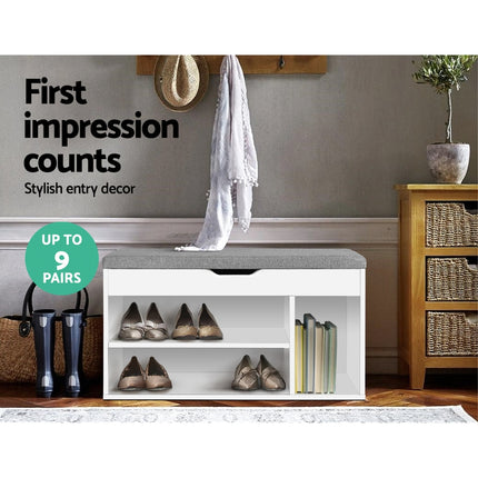Artiss Shoe Rack Bench Shoe Cabinet White Allen 3