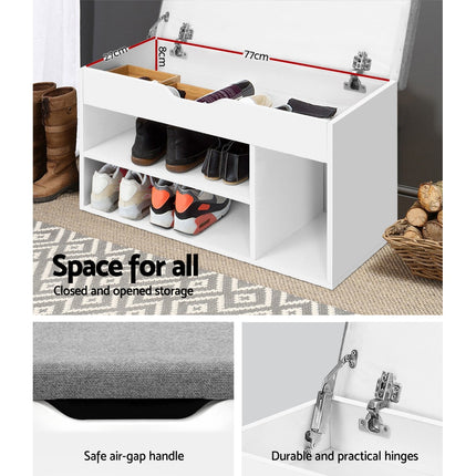 Artiss Shoe Rack Bench Shoe Cabinet White Allen 4