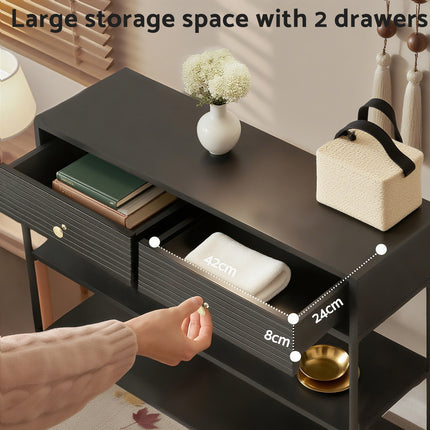 Artiss Console Table 3-Tier Black 4