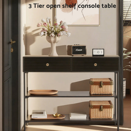 Artiss Console Table 3-Tier Black 5