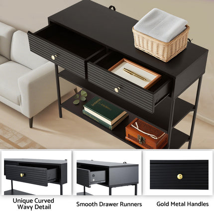 Artiss Console Table 3-Tier Black 7