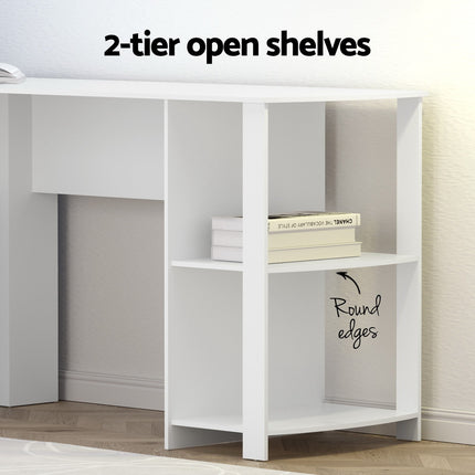 Artiss Computer Desk Shelf L-Shape White 136CM 5