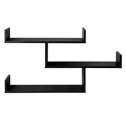 Artiss Floating Wall Shelf 3 Tier Black 3