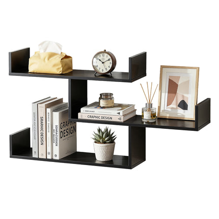 Artiss Floating Wall Shelf 3 Tier Black 8