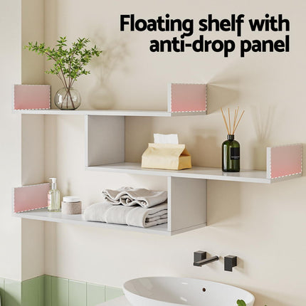 Artiss Floating Wall Shelf 3 Tier White 4