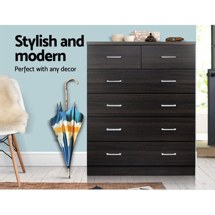 Artiss 6 Chest of Drawers - ANDES Walnut 5