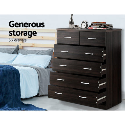 Artiss 6 Chest of Drawers - ANDES Walnut 6