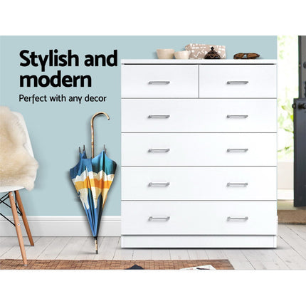 Artiss 6 Chest of Drawers - ANDES White 5