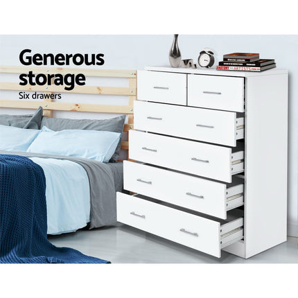 Artiss 6 Chest of Drawers - ANDES White 6