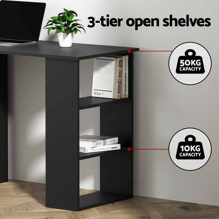 Artiss Computer Desk Drawer Shelf Cabinet Black 120CM 4