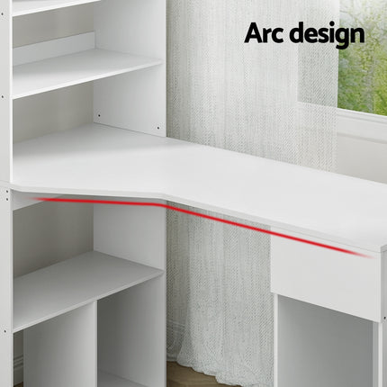 Artiss Computer Desk Bookshelf Drawer Cabinet White 120CM 5