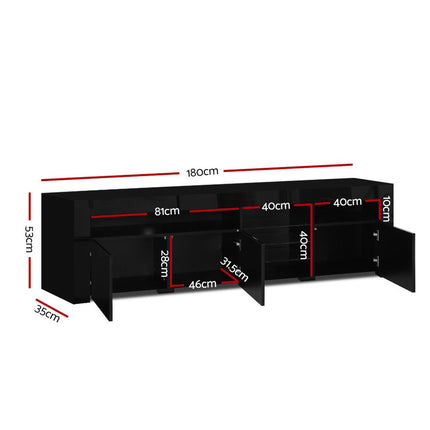 Artiss Entertainment Unit TV Cabinet LED 180cm Black Bobi 4