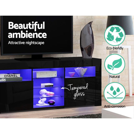 Artiss Entertainment Unit TV Cabinet LED 180cm Black Bobi 6