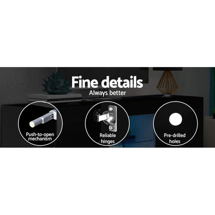 Artiss Entertainment Unit TV Cabinet LED 180cm Black Bobi 8