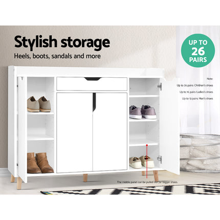 Artiss Shoe Rack Cabinet 26 Pairs Adjustable White Cissy 5