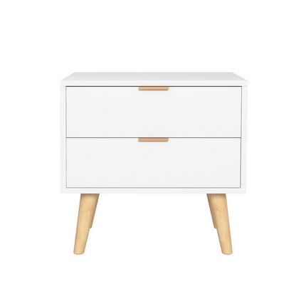 Artiss Bedside Table 2 Drawers - White