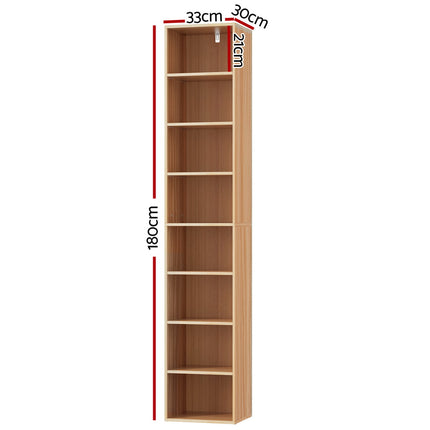 Artiss Bookshelf 8 Tiers MILO Pine 2