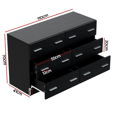 Artiss 6 Chest of Drawers - VEDA Black 4