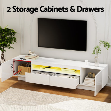 Artiss TV Unit Entertainment Unit Storage Drawer RGB LED 180cm White 6