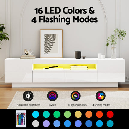 Artiss TV Unit Entertainment Unit Storage Drawer RGB LED 180cm White 7